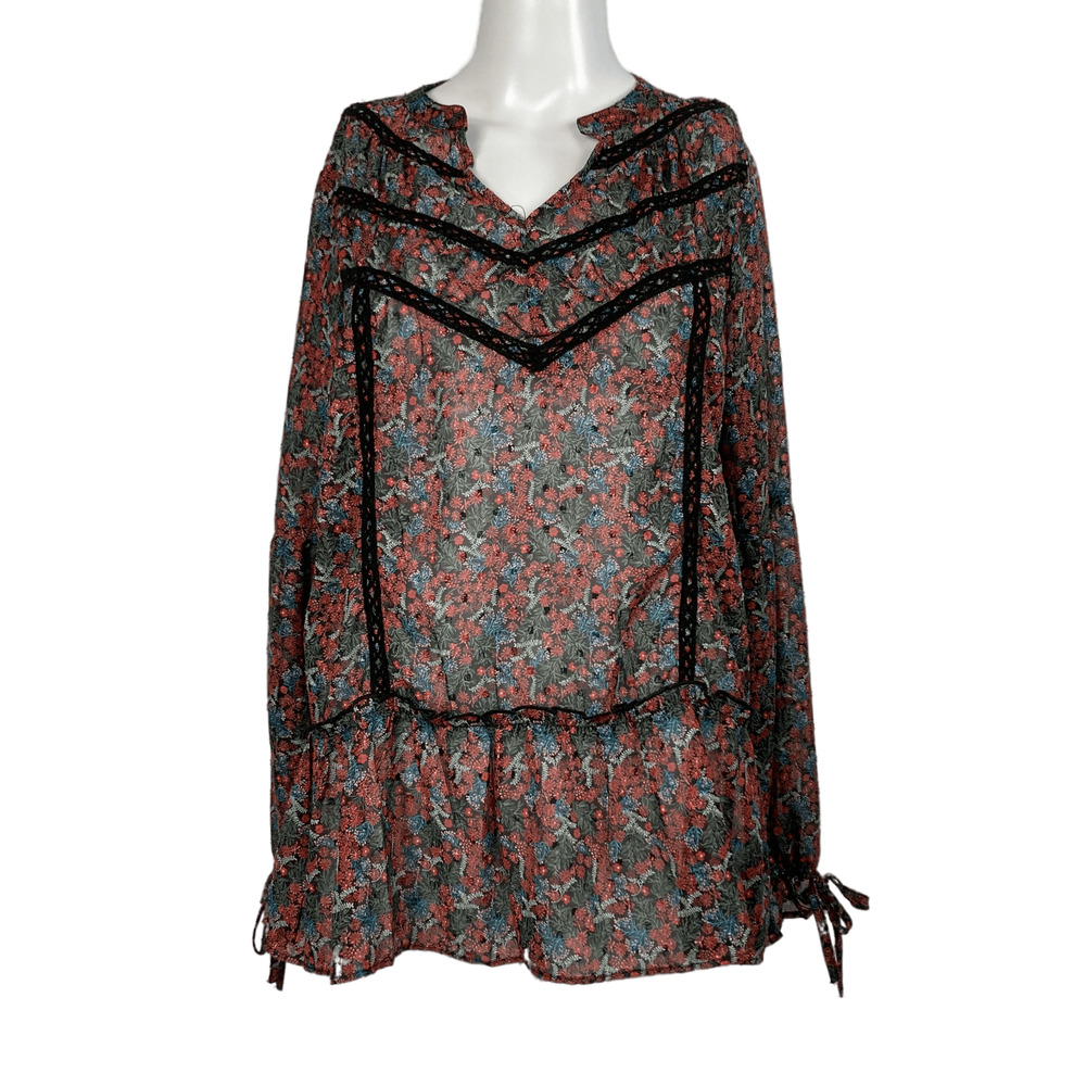 Matilda Jane Shirt Womens Sz S Floral Peasant Long Sleeve Blouse Cottage Boho